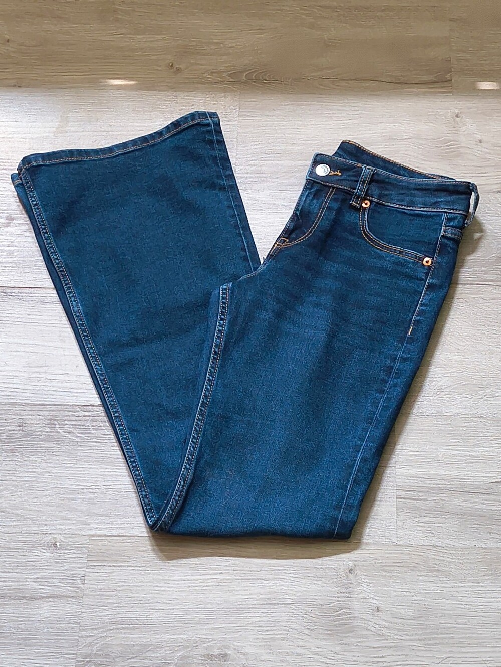 H&M Dark Blue Semi-Flared Mid-Rise Jeans